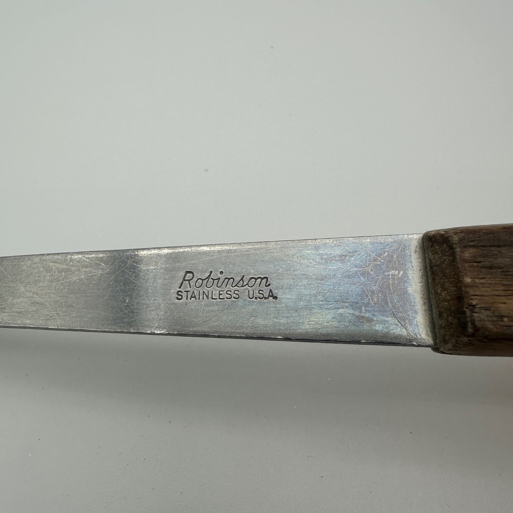 Robinson Stainless USA Meat Carving Fork Wood Handle Vintage 12 Inch 2 Tine - Picture 2 of 8